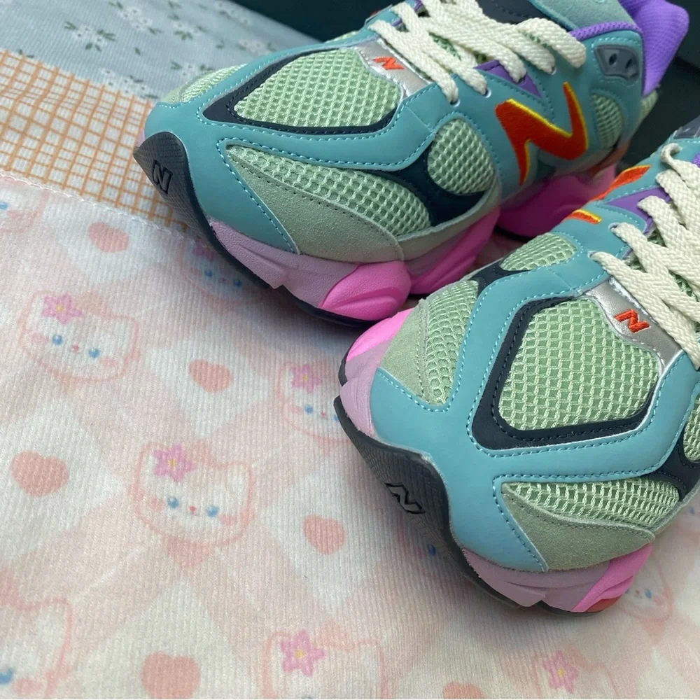New Balance Sneakers - Mint, Purple & Pink Accents